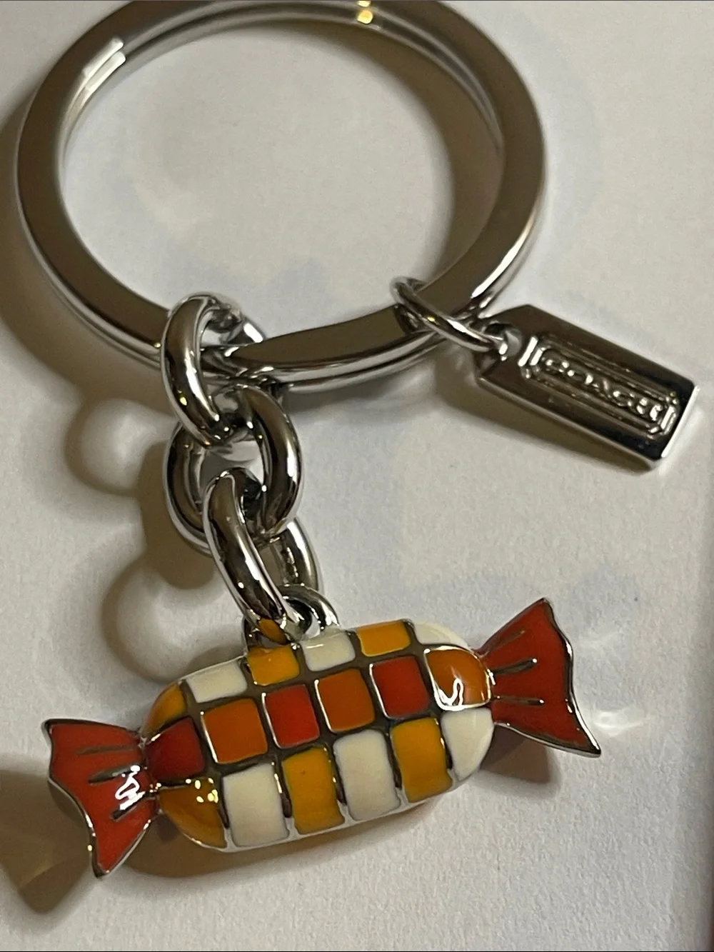 Coach Orange & White Candy Charm Keychain and Coach Pen